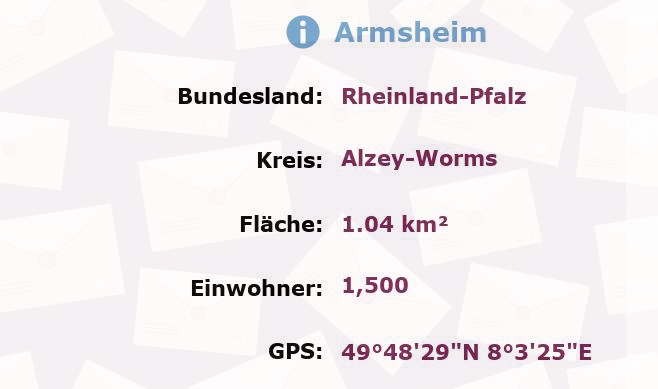 1 Postleitzahl in Armsheim, Rheinland-Pfalz