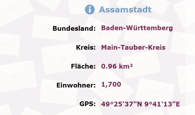 1 Postleitzahl in Assamstadt, Baden-Württemberg