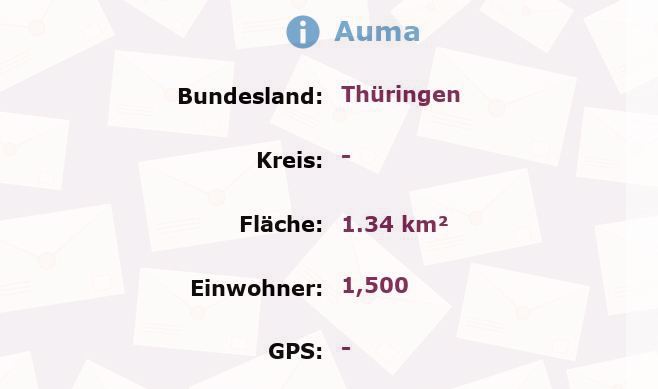 1 Postleitzahl in Auma, Thüringen