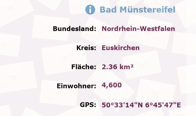 1 Postleitzahl in Bad Münstereifel, Nordrhein-Westfalen