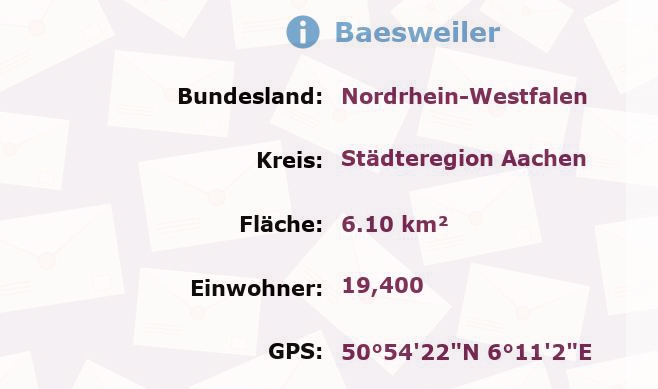 1 Postleitzahl in Baesweiler, Nordrhein-Westfalen