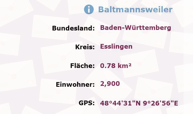 1 Postleitzahl in Baltmannsweiler, Baden-Württemberg