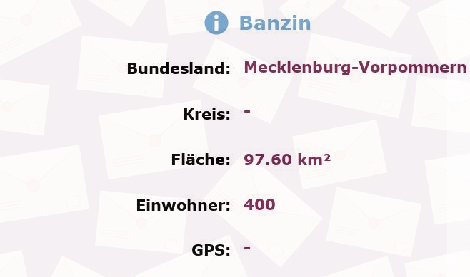 1 Postleitzahl in Banzin, Mecklenburg-Vorpommern