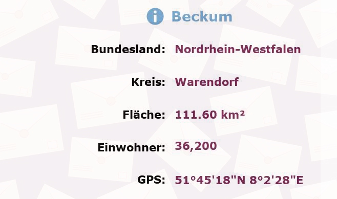 1 Postleitzahl in Beckum, Nordrhein-Westfalen