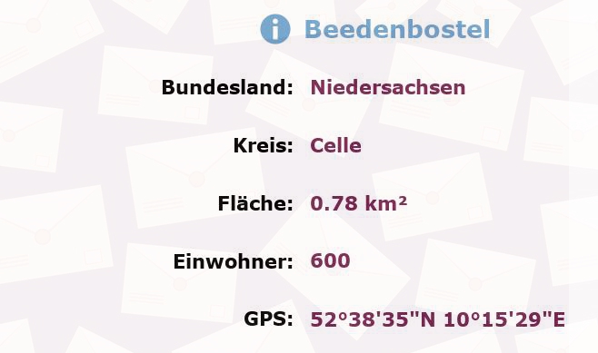 1 Postleitzahl in Beedenbostel, Niedersachsen