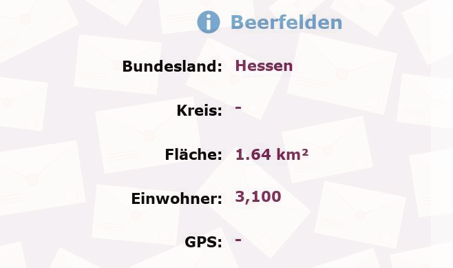 2 Postleitzahlen in Beerfelden, Hessen