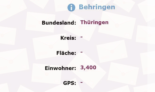 1 Postleitzahl in Behringen, Thüringen