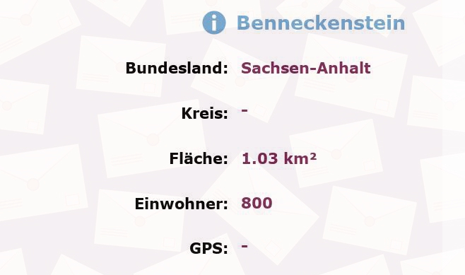 1 Postleitzahl in Benneckenstein, Sachsen-Anhalt