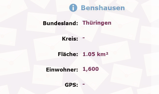 1 Postleitzahl in Benshausen, Thüringen