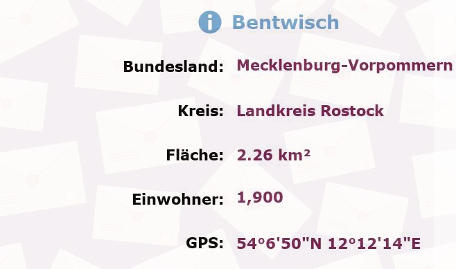 1 Postleitzahl in Bentwisch, Mecklenburg-Vorpommern