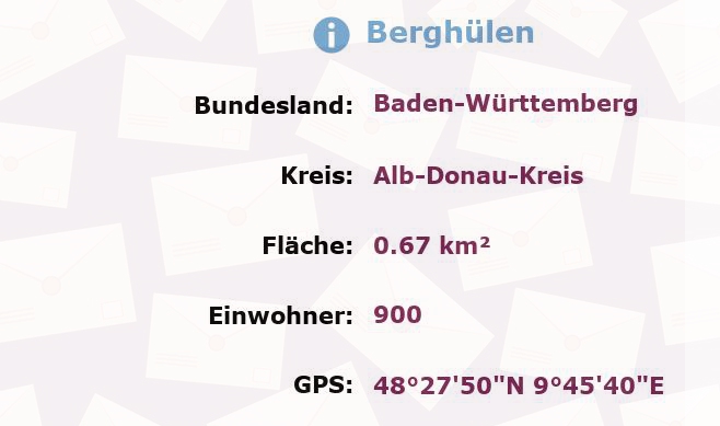 1 Postleitzahl in Berghülen, Baden-Württemberg