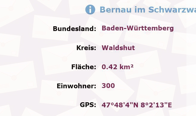 1 Postleitzahl in Bernau im Schwarzwald, Baden-Württemberg