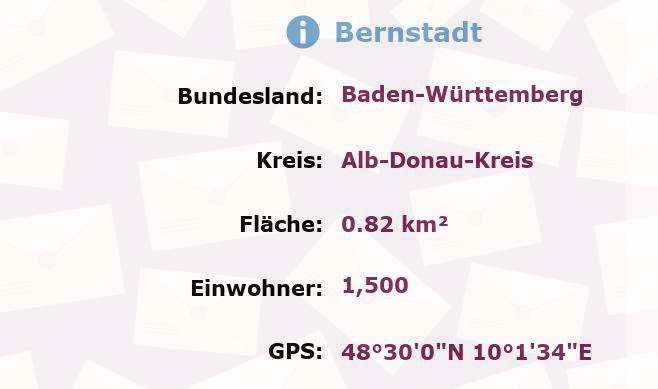 1 Postleitzahl in Bernstadt, Baden-Württemberg