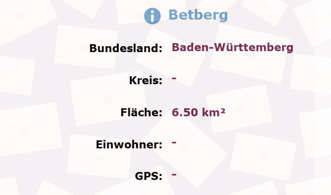 1 Postleitzahl in Betberg, Baden-Württemberg