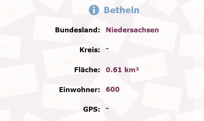 1 Postleitzahl in Betheln, Niedersachsen