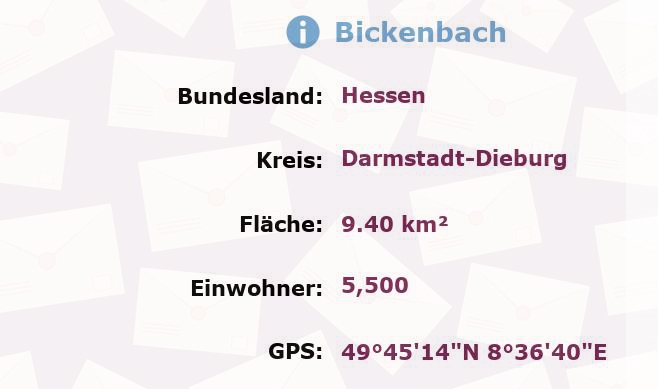 1 Postleitzahl in Bickenbach, Hessen