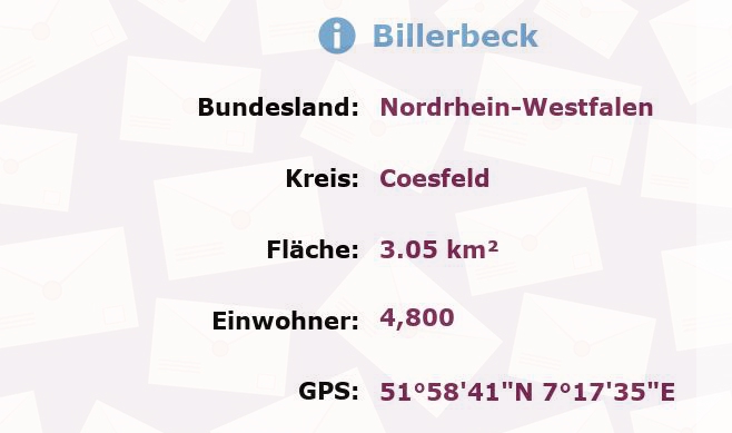 1 Postleitzahl in Billerbeck, Nordrhein-Westfalen