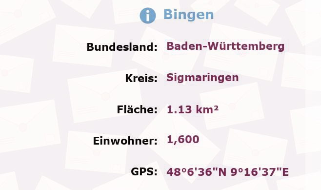 1 Postleitzahl in Bingen, Baden-Württemberg