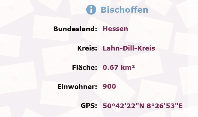 1 Postleitzahl in Bischoffen, Hessen