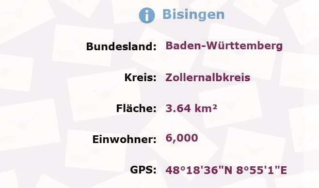 1 Postleitzahl in Bisingen, Baden-Württemberg