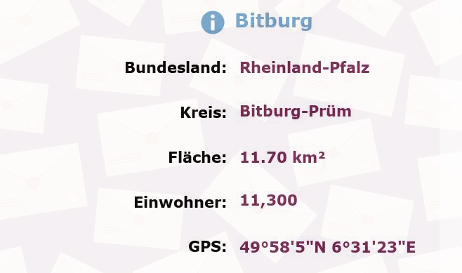 1 Postleitzahl in Bitburg, Rheinland-Pfalz