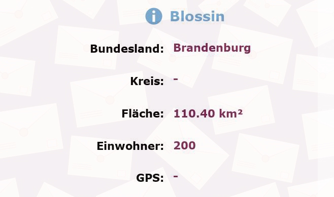 2 Postleitzahlen in Blossin, Brandenburg