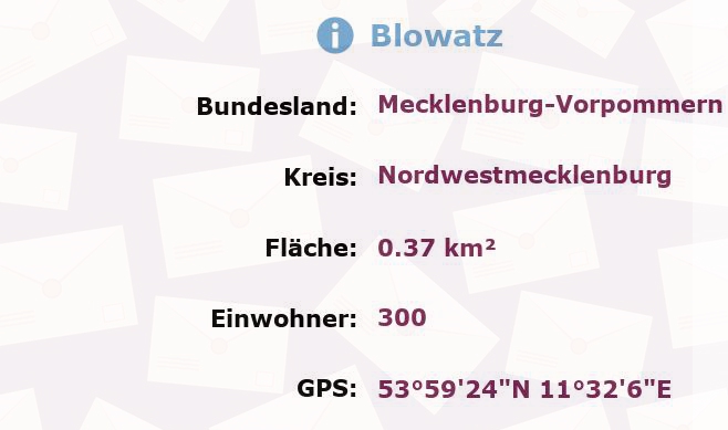 1 Postleitzahl in Blowatz, Mecklenburg-Vorpommern