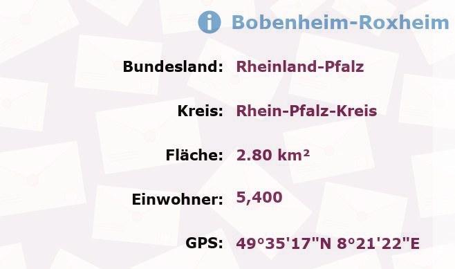 1 Postleitzahl in Bobenheim-Roxheim, Rheinland-Pfalz