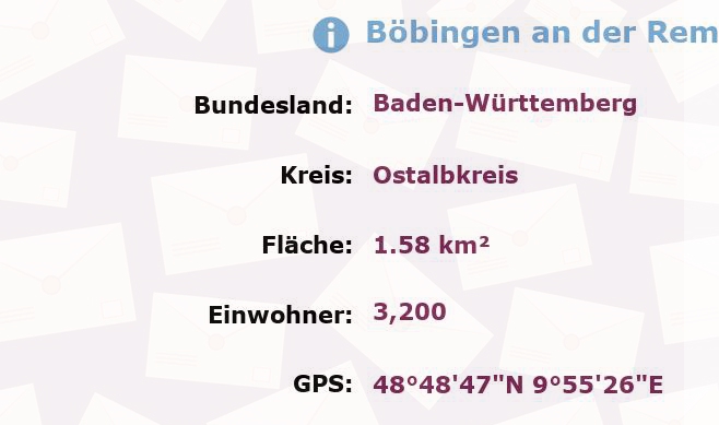 1 Postleitzahl in Böbingen an der Rems, Baden-Württemberg