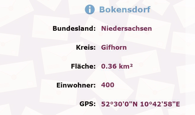 1 Postleitzahl in Bokensdorf, Niedersachsen