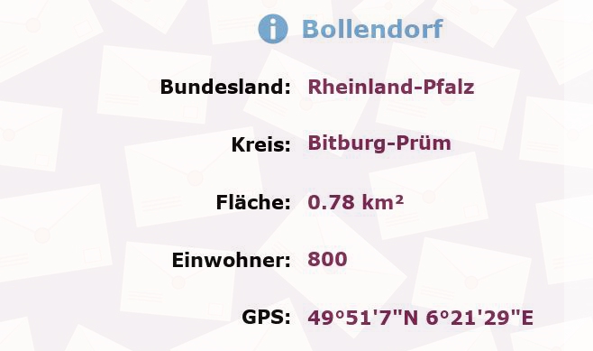 1 Postleitzahl in Bollendorf, Rheinland-Pfalz