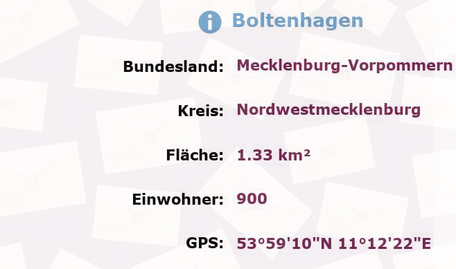 2 Postleitzahlen in Boltenhagen, Mecklenburg-Vorpommern