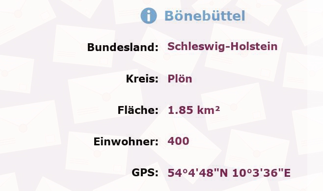 1 Postleitzahl in Bönebüttel, Schleswig-Holstein