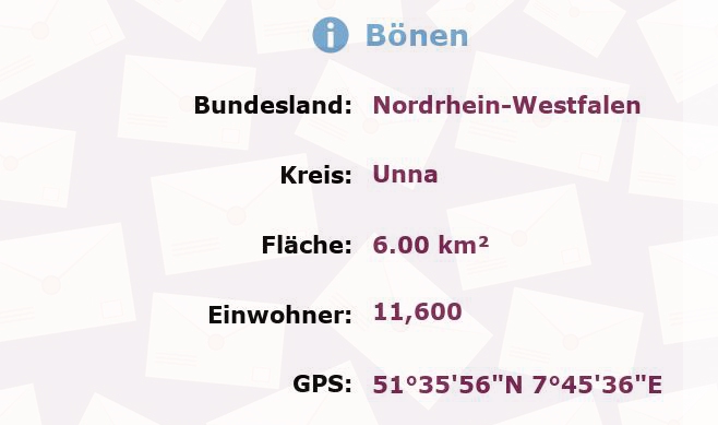 1 Postleitzahl in Bönen, Nordrhein-Westfalen