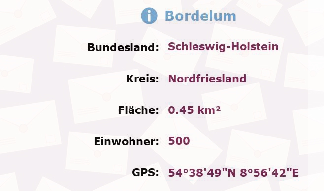 1 Postleitzahl in Bordelum, Schleswig-Holstein