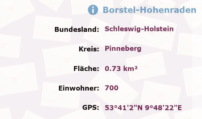 1 Postleitzahl in Borstel-Hohenraden, Schleswig-Holstein