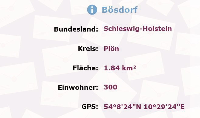 1 Postleitzahl in Bösdorf, Schleswig-Holstein