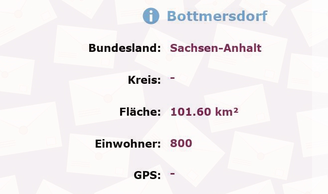 1 Postleitzahl in Bottmersdorf, Sachsen-Anhalt