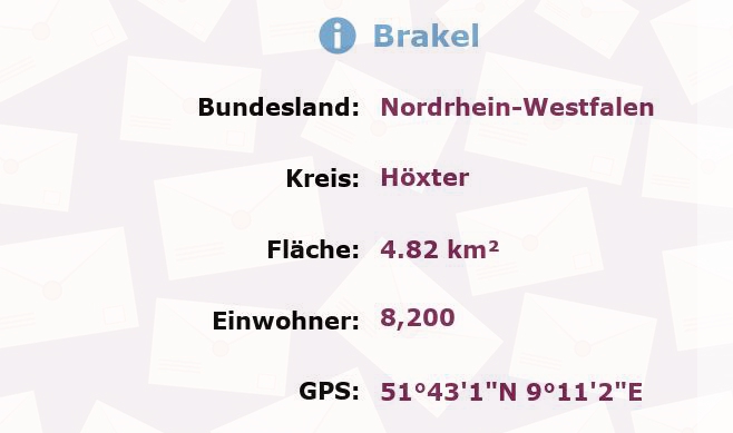 1 Postleitzahl in Brakel, Nordrhein-Westfalen