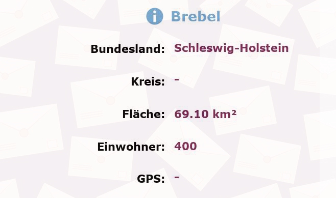 1 Postleitzahl in Brebel, Schleswig-Holstein