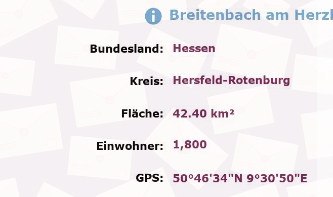 1 Postleitzahl in Breitenbach am Herzberg, Hessen