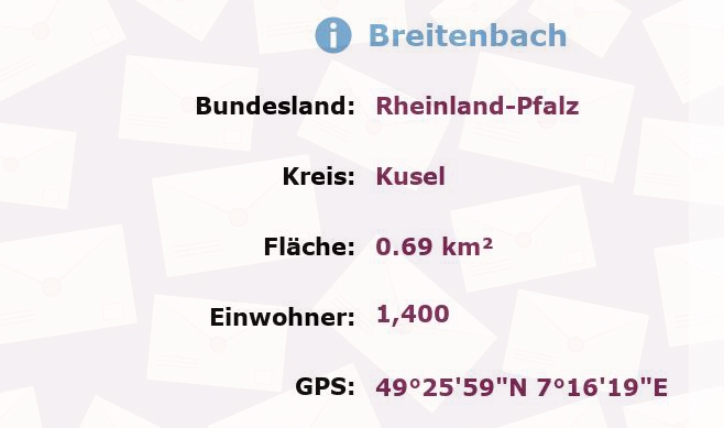 1 Postleitzahl in Breitenbach, Rheinland-Pfalz