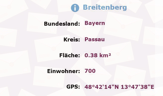 1 Postleitzahl in Breitenberg, Bayern