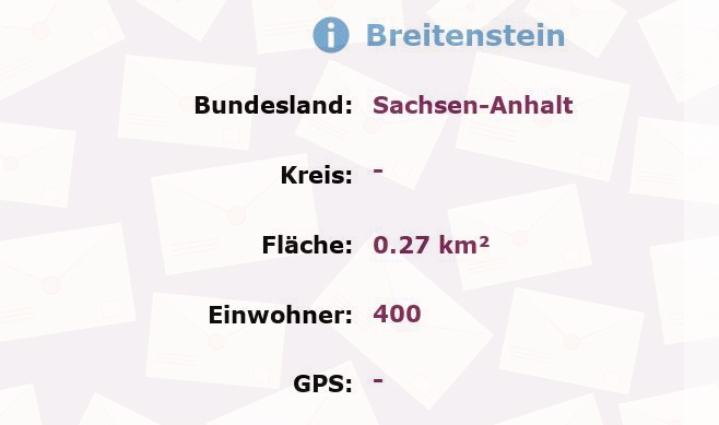 1 Postleitzahl in Breitenstein, Sachsen-Anhalt