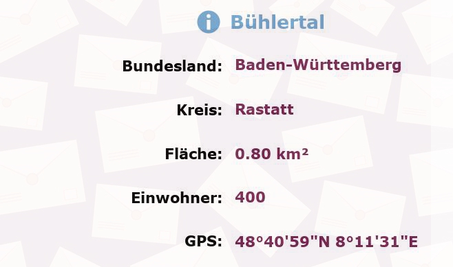 1 Postleitzahl in Bühlertal, Baden-Württemberg