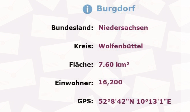 2 Postleitzahlen in Burgdorf, Niedersachsen