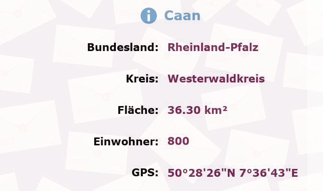 1 Postleitzahl in Caan, Rheinland-Pfalz