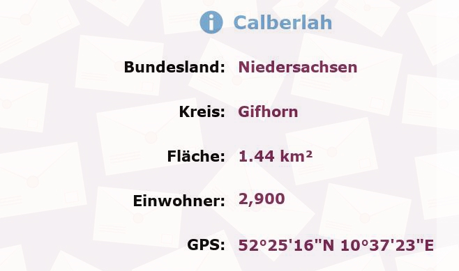 1 Postleitzahl in Calberlah, Niedersachsen