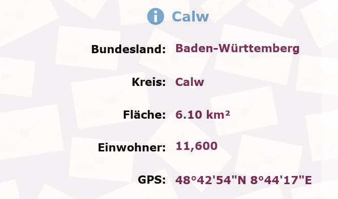 1 Postleitzahl in Calw, Baden-Württemberg