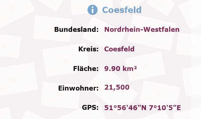 3 Postleitzahlen in Coesfeld, Nordrhein-Westfalen